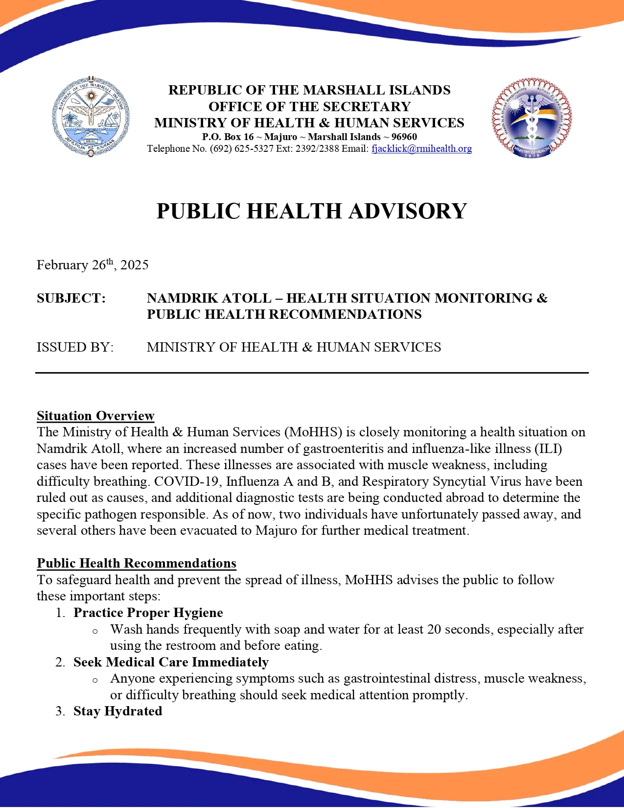 Namdrik Outbreak Situational report.01 FINALENG 1 page 0001